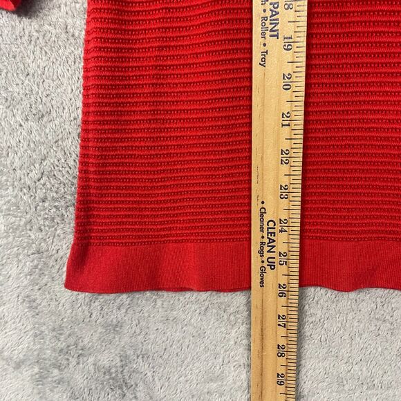 J Jill Sweater Womens Extra Small Red Pullover Open Knit Cotton Solid Casual - Picture 3 of 7